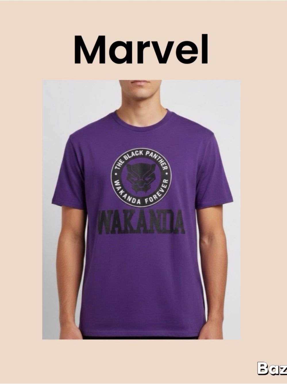 Marvel Black Panther "Wakanda" Purple Graphic T-Shirt Size Medium NWT